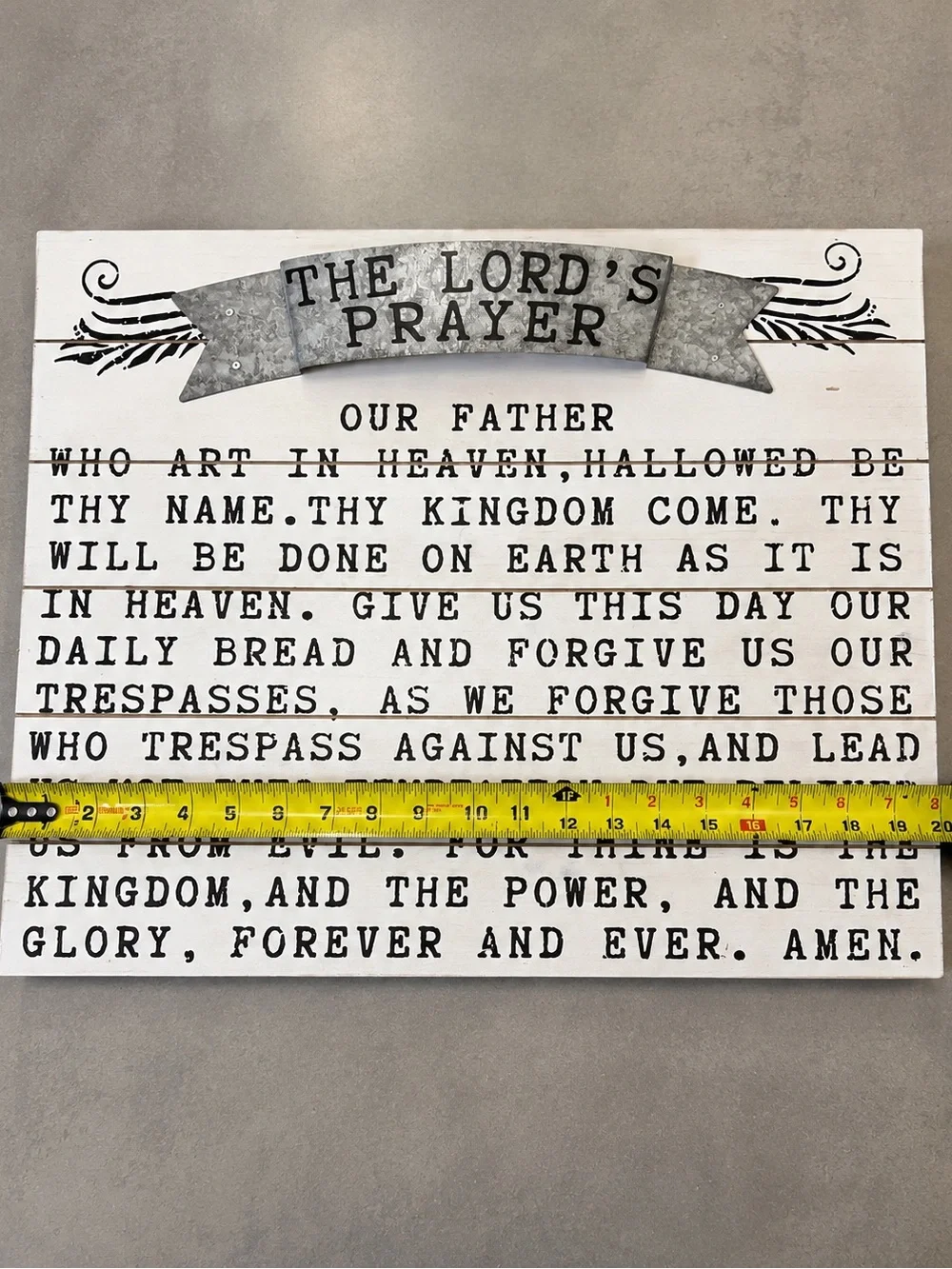 The Lord's Prayer Wall Art - White and Gray Rustic Sign